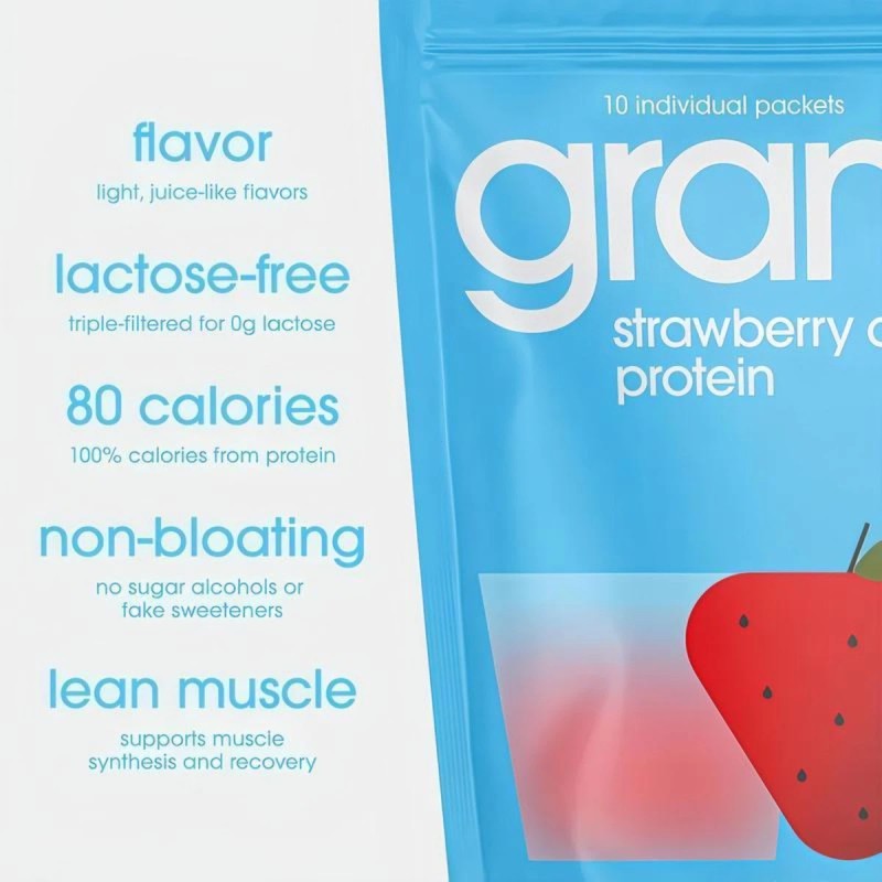 Gramms Grass-Fed Whey Isolate Clear Protein Strawberry Acai Sugar/Lactose Free
