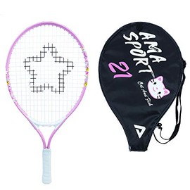 Kids Tennis Racket for Junior Toddlers Starter Kit 21" Pink for Girl with Shoulder Strap Bag (Baby Pink, 21)