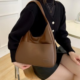 Aucuu Tote Bags for Women, Shoulder Bags for Women, Large Hobo Bag, Hobo Tote Bag, Retro Shoulder Bag, Leather Handbag, Vintage Shoulder Bag, Shopper Bag, Slouchy Tote Bag, #1 Brown