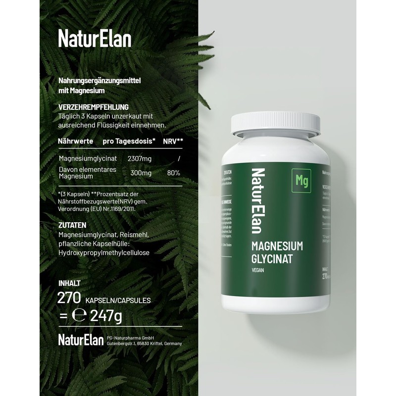 Magnesium Glycinate High Dose Capsules 270x - 300mg Magnesium per