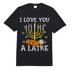 I Love You A Latke Menorah Jewish Hanukkah Chanukah PJs Comfort Colors Adult Heavyweight T-Shirt