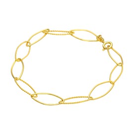 jewellerybox Gold Plated Sterling Silver Twisted Oval Link Chain Bracelet