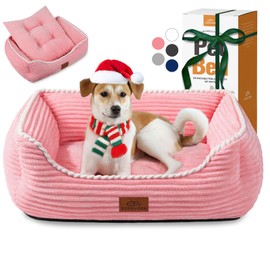 Rectangle Dog Bed for Large Medium Pets Indoor Outdoor with Removable Mat,Machine Washable Sleeping Sofa Non-Slip Bottom Breathable Soft Puppy Bed Durable Orthopedic Calming Pet Cuddler(Large, Pink)