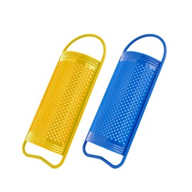 Plastic Graters 2 Pcs - Curved Grater for Kitchen - Food Graters for Potatoes, Nuts, Fruits, Baby Food with Non-Slip Handle, Dishwasher Safe