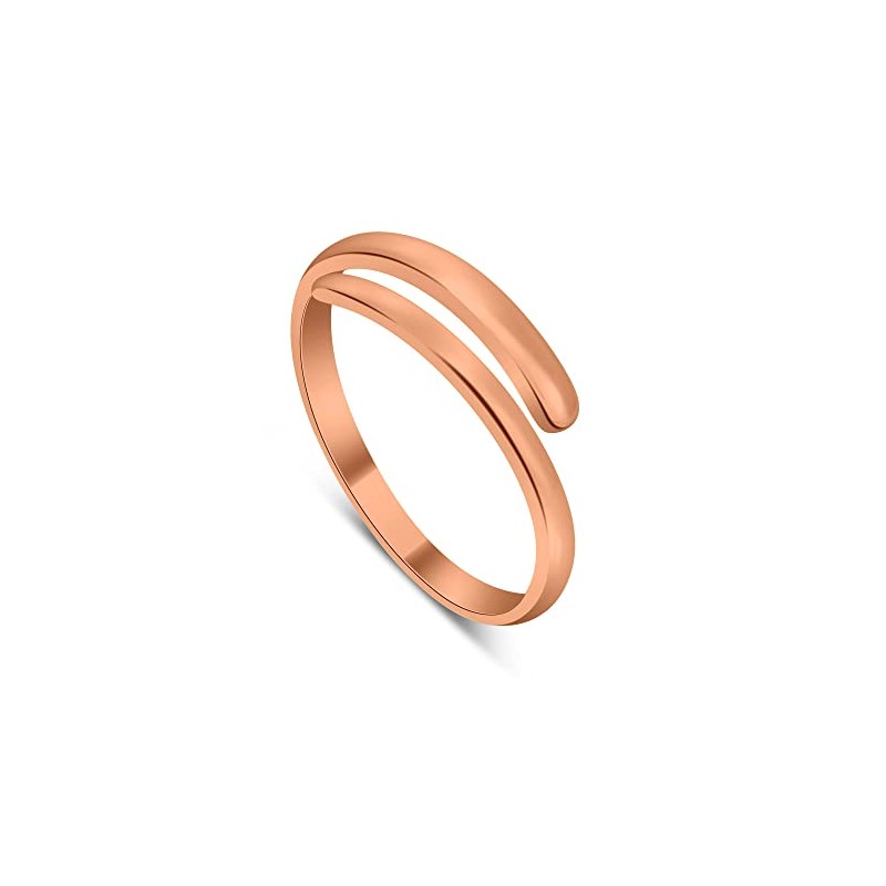 Rose Gold Dipped Sterling Silver Plain Adjustable 2mm Band Midi