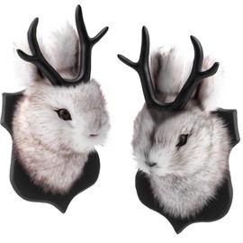 Arrowbash 2 Pack 13" The Elk Plush Stuffed Animal Walltoy Wall Mount Plush Stuffed Animal Taxidermy Head for Christmas Home Wall Decoration (Jackalope)