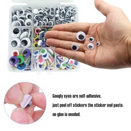 560 Pcs Wiggle Googly Eyes with Self-Adhesive, 6mm 8mm 10 mm 12mm 15mm Mixed Packaging (Coloured)