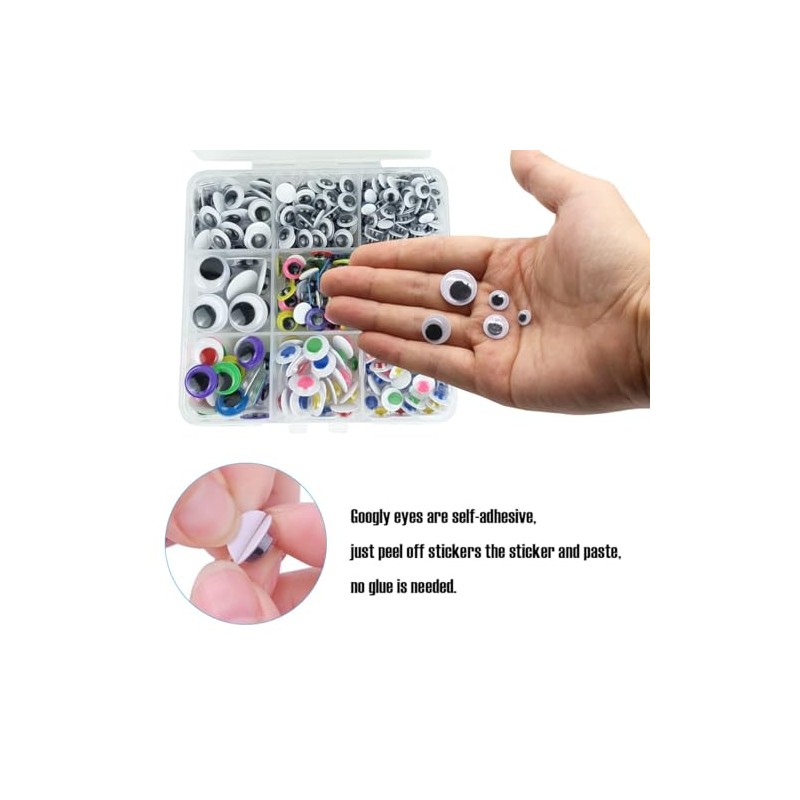 560 Pcs Wiggle Googly Eyes with Self-Adhesive, 6mm 8mm 10
