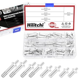 Hilitchi 100Pcs 4 Sizes Hammer Drive Rivets Aluminum Core Rivets M6.4 x 15mm / 20mm / 25mm / 30mm Knock Type Expansion Aluminum Rivets Hammer Drive Aluminium Rivets for Home Electronic Equipment