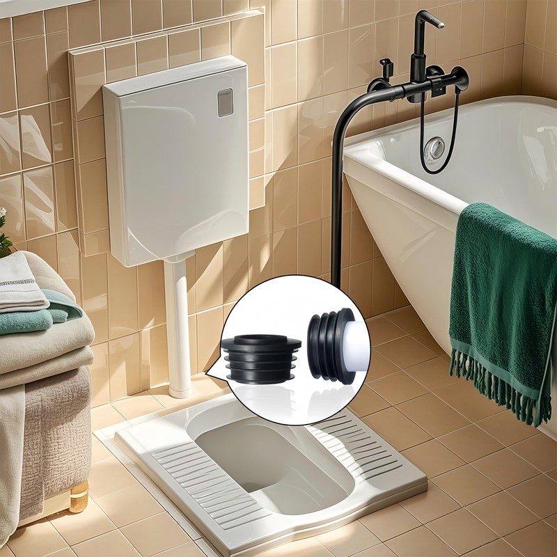 Flush pipe connector seal for flush-mounted cistern, rubber sleeve, inner