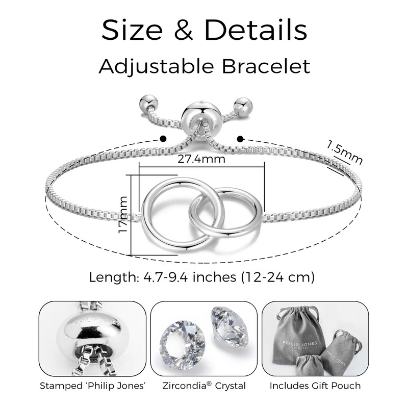Philip Jones Silver Plated Link Friendship Bracelet Created with Zircondia®