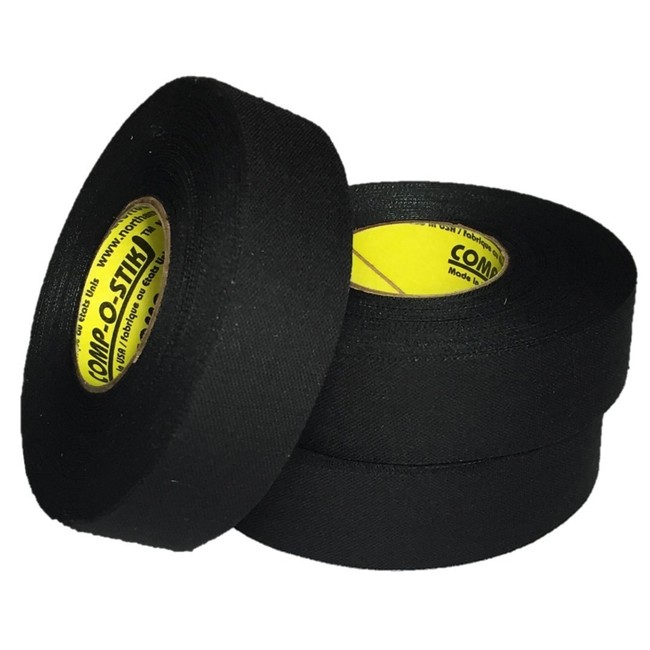 3 Rolls of Comp-O-Stik BLACK Hockey Lacrosse Bat Cloth Stick Tape ATHLETIC TAPE (3 Pack) Made In The U.S.A. 1" X 75'