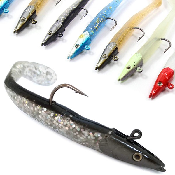 Croch Soft Fishing Lures 10pcs with Jig Head and T Tail 11cm for Sea fishing