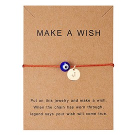 JczR.Y Pulseras de mal de ojo, cuerda roja, pulsera de disco, hecha a mano, buena suerte, eslabones de protección, joyería de Ojo para mujer, Metal, Diamantes de imitación