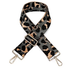 Wedmay Replacement Wide Shoulder Strap Adjustable Crossbody Bag Handbag Strap Strong Heavy Duty 5cm or 3.8cm (5CM Width, Grey/Black - Leopard)