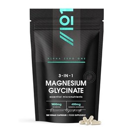 Magnesium Glycinate 3-in-1 Complex – 1800mg Supplements as Bisglycinate, Citrate & Malate – 180 Vegan Capsules – Triple High Absorption 400mg Elemental by Alpha01