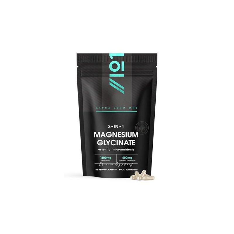 Magnesium Glycinate 3-in-1 Complex – 1800mg Supplements as Bisglycinate, Citrate