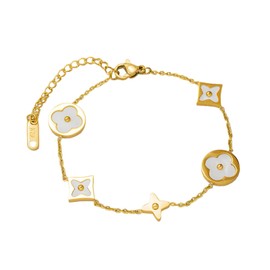 Vbvbip 18K Gold Plated 316L Stainless Steel Bangle Bracelet Collection - 12 Unique Designs + Matching Diamond-Accent Titanium Steel Chain, for Women