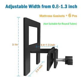 SHLAND SHLAND Non Slip Mattress Gaskets for Metal Bed Frame,6 PCS Mattress Holder in Place Gripper,Keep Mattress from Sliding, Adjustable Anti-Slip Baffle, Black