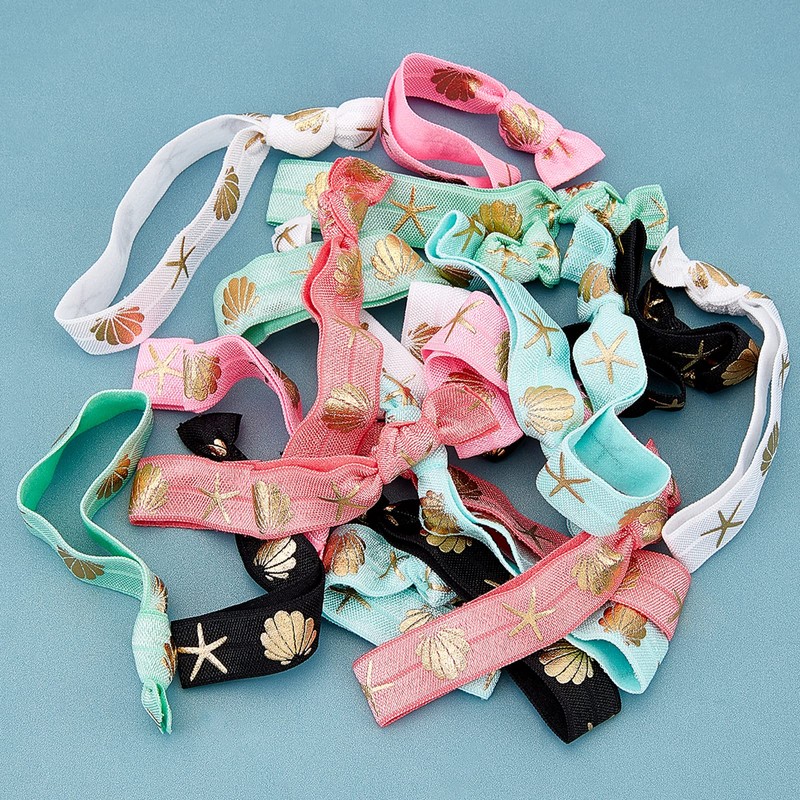 GORGECRAFT 24 Pieces Printed Glitter Hair Bobbles Knotted Rubber Bands