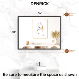 DENRICK Black Brushed Metal Framed Bathroom Mirror for Wall, 30X36 Inch Bathroom Mirrors, Bathroom Vanity Mirror Farmhouse, Large Mirrors for Over Sink,Anti-Rust, Tempered Glass