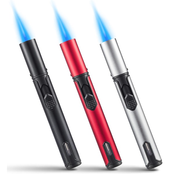 Urgrette Urgrette 3 Pack Butane Torch Lighters, 6-inch Refillable Pen