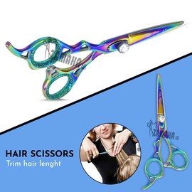 ZAMAHA UK Left Handed Hairdressing Scissors Professional Hair Cutting Scissors Kit/Thinning Shears/Barber Scissor/Hair Scissors -6.5'' Texturing Scissor,Thinning Scissors for Men Women