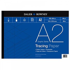 Daler-Rowney Graphic Series, Tracing Paper, Smooth Surface, 60 gsm, 40lb, Pad, Glued 1 Side, A2 - 16.5 x 23.4in - 42 x 59.4 cm, 50 sheets