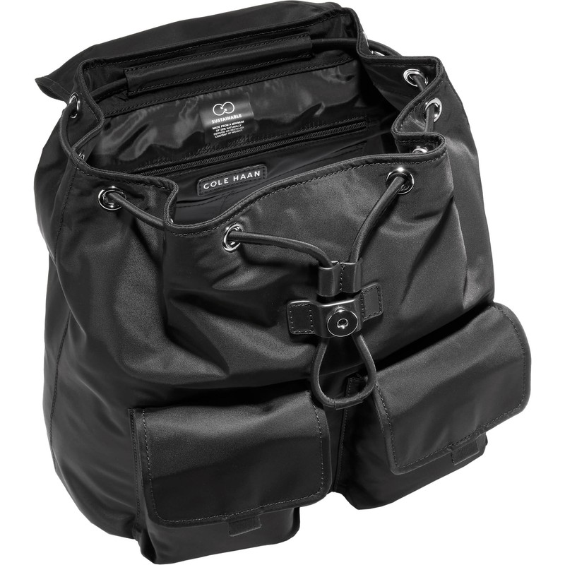 Cole Haan Nylon Flap Backpack, Black Solid