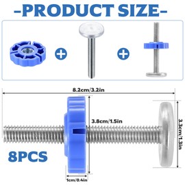4 Pressure Screws for Stair Safety Gate & 4 Wall Protection for Door Gate, Threaded Spindle Rods Screws, Wall Protection Pads for Stair Gate Baby Door Safety Gate Children's Gate Pet Dog Grid (Blue)