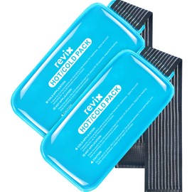 REVIX Large Ice Packs for Injuries Reusable, 2 Packs Hot & Cold Gel Ice Packs with PVC Cooling Design & Adjustable Strap, Flexible Therapy on Joints, Muscles, Shoulder, Back and Knee (12" x 6" Blue)