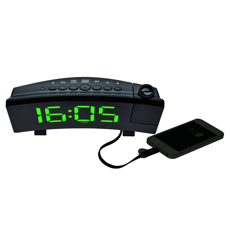 TFA Dostmann 60.5015.04 Projection Alarm Clock with FM Radio, 2
