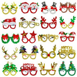 BKDMZZMY Christmas Glasses Frames, Christmas Glitter Glasses Frames Christmas Eyewear Christmas Decorations Eyeglasses Props for Party Supply Photo Booth
