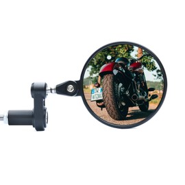 WTZMOTO Motorcycle Bar End Mirrors Round Motorcycle Mirrors Black, 360° Rotatable Handlebars Aluminum RearView Mirror Compatible with Scooter, Supermoto, Dirt Bike, Quad Bike, Cafe Racer.