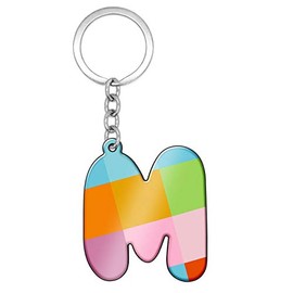 Soul-Cats Key Ring Letters Colourful Checked A-Z Initials Alphabet, m