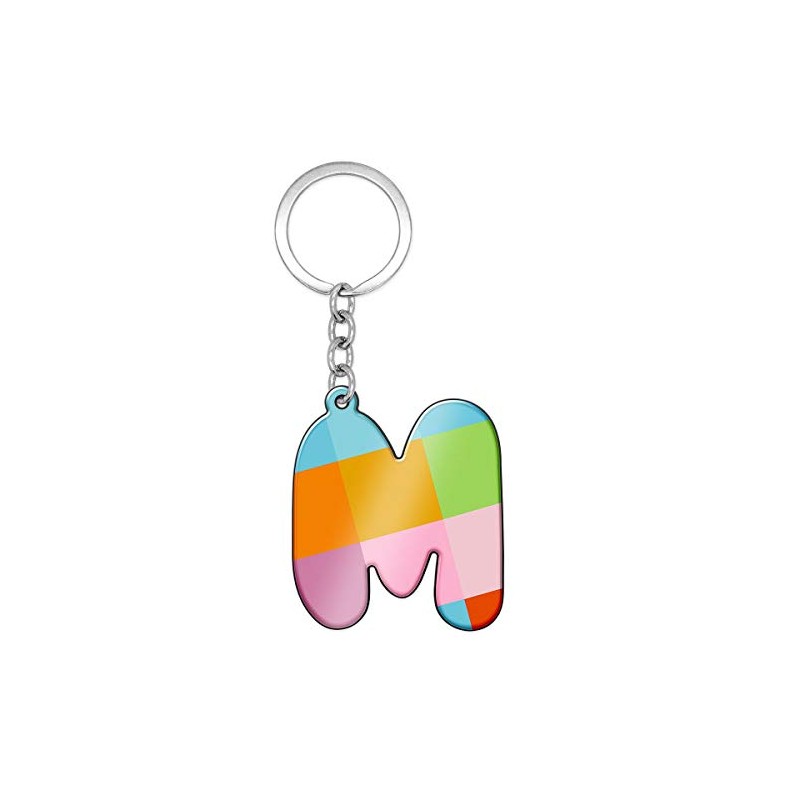 Soul-Cats Key Ring Letters Colourful Checked A-Z Initials Alphabet, m