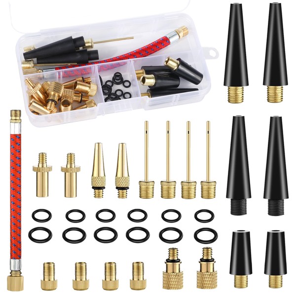 34pcs Bicycle Valve Adapter Set, All Bicycle Adaptor French Valve,