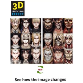 Unbranded Attack on titan,3D Poster,3D Lenticular Flip Effect,2 Images In One,anime