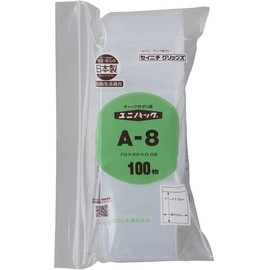 Unipak A-8 Plastic Bags with Zipper, 2.0 x 2.8 inches (50 x 70 mm), Pack of 100