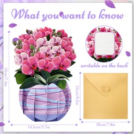 YianHien Orchid Birthday Card Woman, Elegant Orchids Birthday Card, Pop Up for Women, Flowers 3D Pop Up Card for Birthday, Anniversary, Wedding Anniversary, Congratulations, Get Well Soon Thanks to