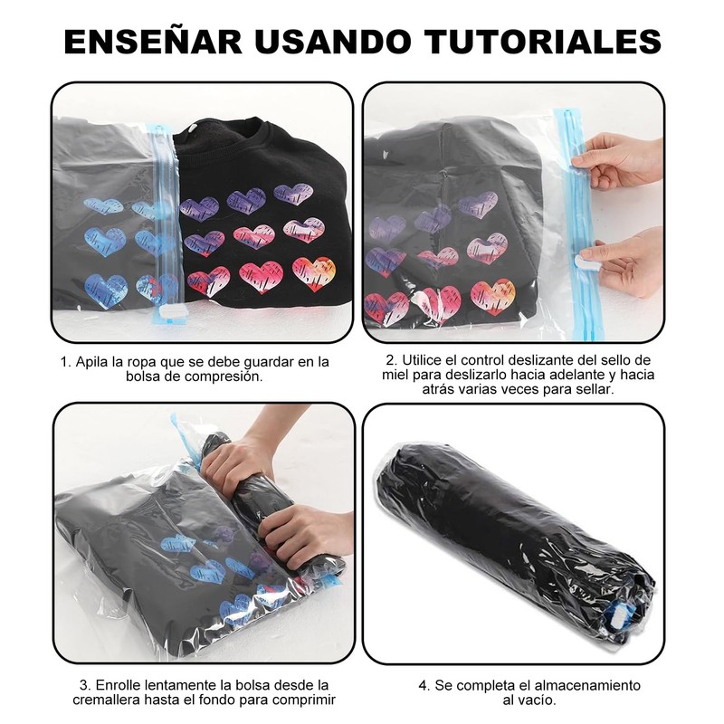 WEILAT Bolsas Vacio Ropa Enrollada a Mano, 10 Piezas Bolsas