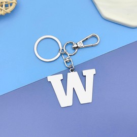 Letter W Alphabet Keyring Initial Letter Keychain for Handbag Wallet Purses Backpack Metal Letter Key Ring for Women Men Stainless Steel Letter Pendant Car Keyring Christmas Birthday Graduation Gifts
