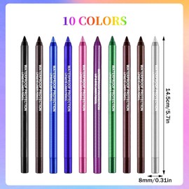 Eyeliner Pencil Set,Waterproof Long Lasting Smudge-proof Eye Liners,10 Color Eye Shadows Pen Eyebrow Pencil Eyeliner Eyebrow Lip Liner Pencil Eyeshadow Pencil Professional Eye Makeup Set