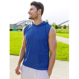 Quazia Men's 3-Pack Dry Fit Sleeveless Hoodie – Lightweight Quick Dry Moisture-Wicking Athletic Tank for Gym Running Athletic Workout Training Breathable Soft Stretchy Comfortable Fitted Light L