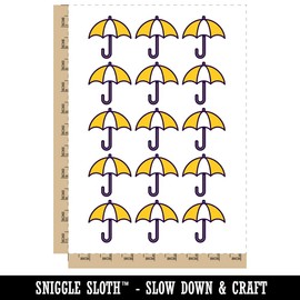 Rainy Day Umbrella Icon Temporary Tattoo Water Resistant Fake Body Art Set Collection - 15 2" Tattoos (1 Sheet)
