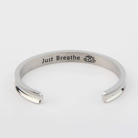 WUSUANED Breathe Hair Tie Deep Grooved Cuff Bracelet Lotus Flower Yoga Sign Jewelry Gift for Women Girls