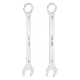 HARFINGTON 2pcs Thin Combination Wrench Metric 24mm Torx Ended Box 15 Degree Offset Open End Stainless Steel, Silver Tone
