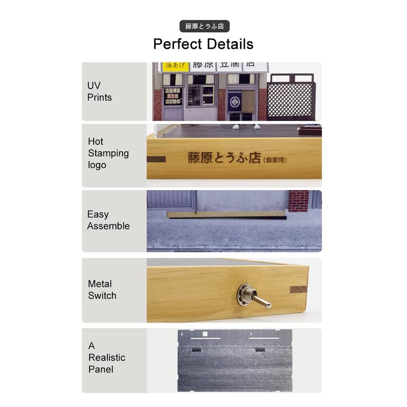 Leauktcnly 1/32 LED Takumi Background Acrylic Car Model Display Case