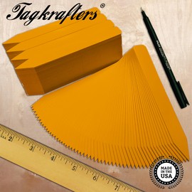 TAGKRAFTERS 6" x 5/8" Gold Premium Pot Stakes with Marker - 200 Pcs - Plastic Plant Tags and Labels - Nursery Garden Tree Labels Waterproof Writeable | Made in The USA |