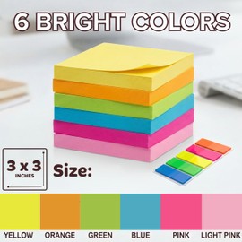 Infiniko Sticky Notes 3x3 (12 Pads/1200 Sheets) – 2026 Improved Adhesive, Super Sticky & Bright Neon Colors – 1200 Sheets – Ideal for School, Office & Desk Supplies